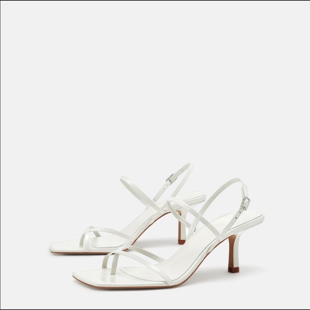 NWT ZARA Leather Strappy mid-heel Sandal EU40/US9